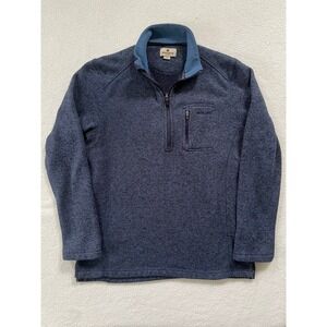 Woolrich Mens Medium Quarter Zip Fleece Pullover Blue Heathered Mock Neck Pocket